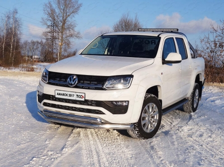 Volkswagen Amarok 2016- Защита кузова и заднего стекла со светодиодной фарой 75х42 мм (на кузов)